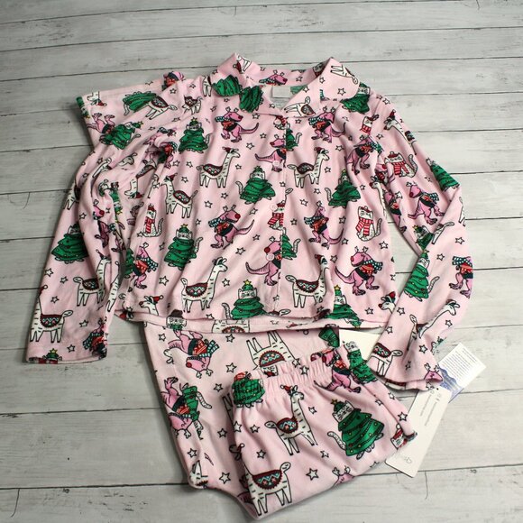 Jellifish Girl's Plush Pajama Set Size L 10-12 Cat Llama Dino Christmas Holiday - Picture 1 of 5